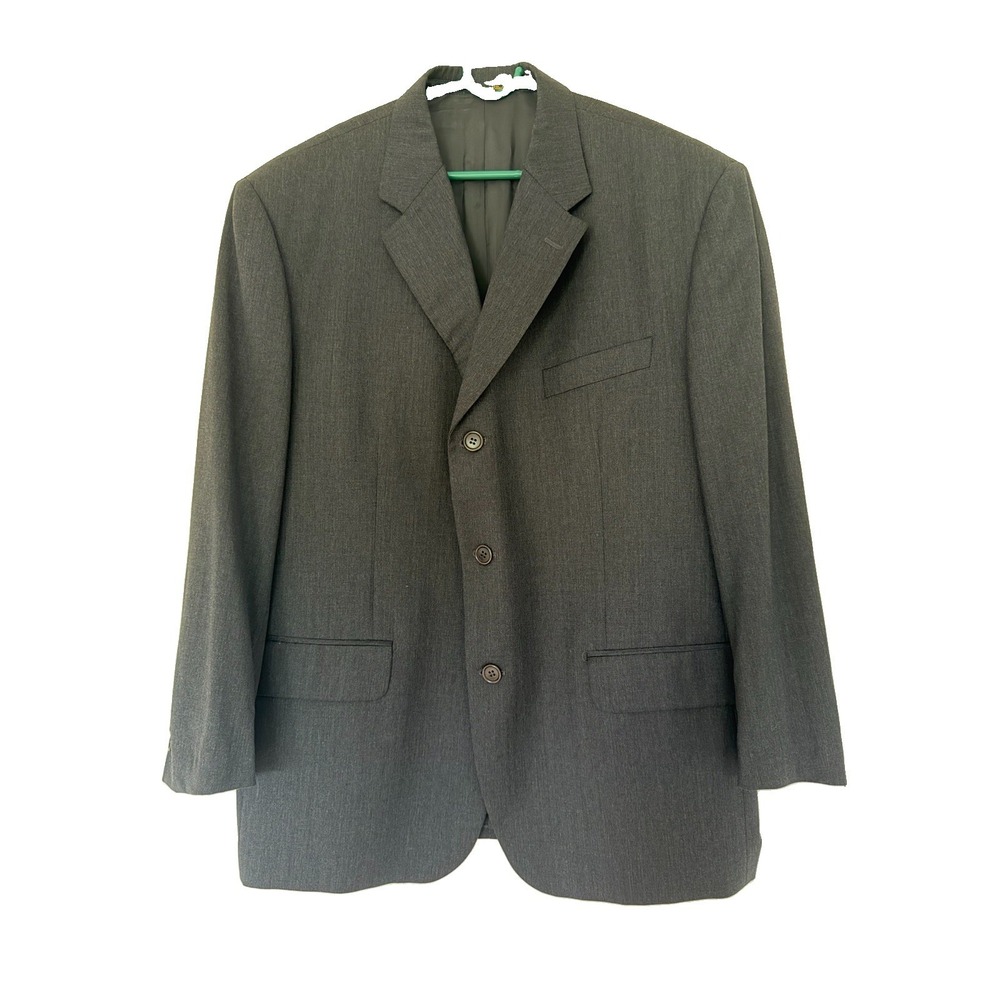 Made in Italy Prince Gray Wool Sport Coat Blazer Men's 44R 3 Button Suit Jacket